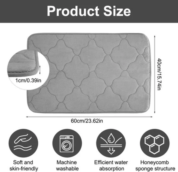Unyqoos® Grijze badmat van memoryfoam 40x60 cm voor diverse ruimtes in huis