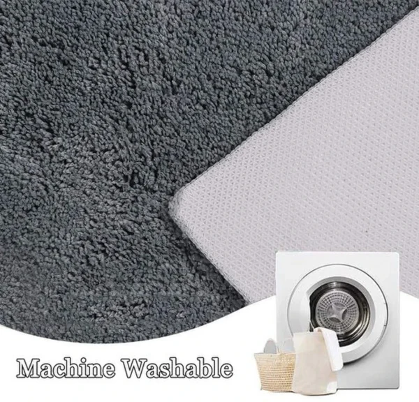 Unyqoos® Halfronde antraciet badmat voor hoekdouche met antislip en wasbare microvezel