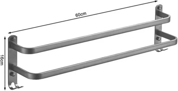 Unyqoos® Ruimtebesparende grijze handdoekhouder van 60 cm zonder boren voor badkamer en keuken