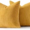 Unyqoos® Set van twee zachte kussenslopen in gembergeel corduroy voor huisdecoratie
