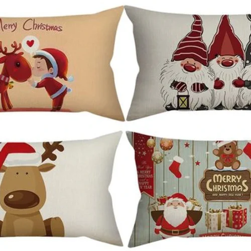 P-87213233261110-20260406110726.webp Unyqoos® Set van 4 decoratieve kussenslopen met kerstmotieven voor feestelijke sfeer