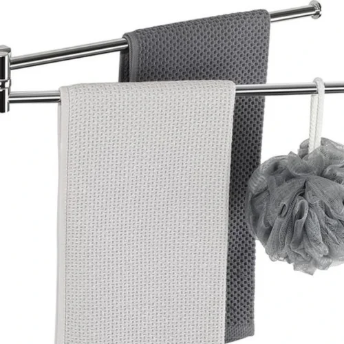 Unyqoos® Ruimtebesparende draaibare handdoekhouder met twee armen voor badkamer en keuken
