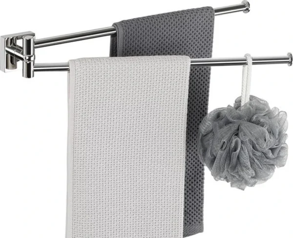 P-87213233266160-20260405181948.webp Unyqoos® Ruimtebesparende draaibare handdoekhouder met twee armen voor badkamer en keuken