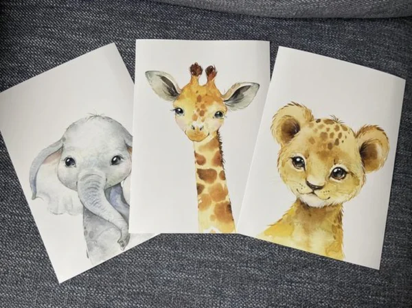 P-87213233275522-20260406123132.webp Unyqoos® Set van drie kleurrijke safari dierenprints voor kinderkamer decoratie