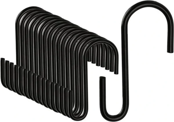 P-87213233281460-20260406115233.webp Unyqoos® Set van 20 veelzijdige zwarte S-haken van roestvrij staal voor thuisgebruik