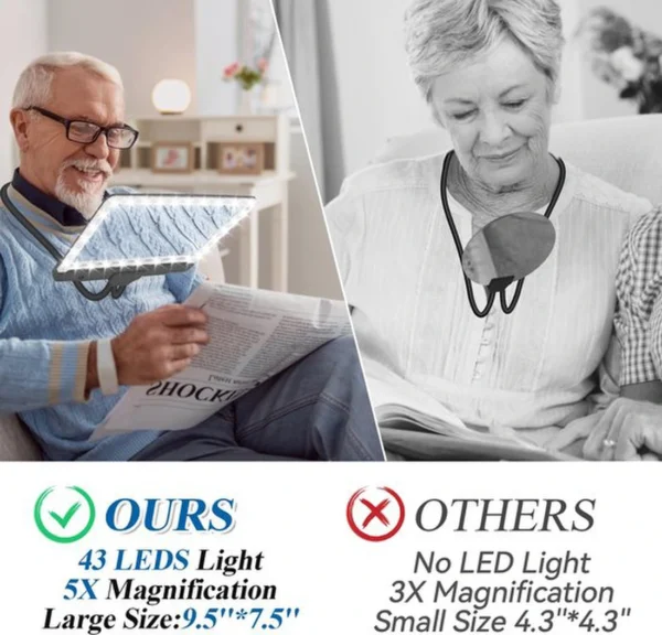 Unyqoos® Hands-free leesvergrootglas met flexibele zwanenhals en ledverlichting