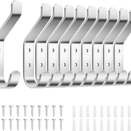 P-87213233303300-20260406115309.webp Unyqoos® Set van 10 metalen wandhaken in zilver voor diverse ruimtes en toepassingen
