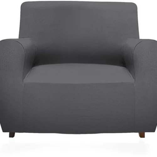 Unyqoos® Grijze elastische stoelbekleding voor eenpersoonszitmeubilair met perfecte pasvorm