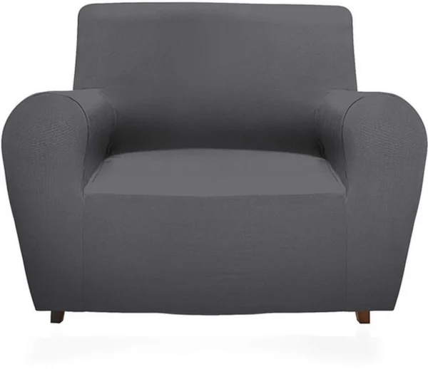 Unyqoos® Grijze elastische stoelbekleding voor eenpersoonszitmeubilair met perfecte pasvorm