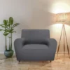 Unyqoos® Grijze elastische stoelbekleding voor eenpersoonszitmeubilair met perfecte pasvorm
