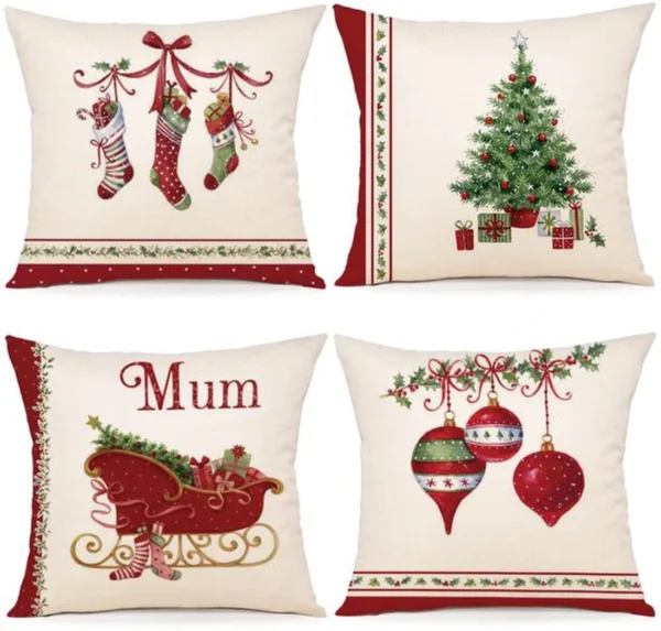 P-87213233307810-20260406111316.webp Unyqoos® Set van 4 decoratieve kerstkussenslopen voor bank en slaapkamer