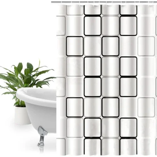 P-87213233329900-20260403112904.webp Unyqoos® Waterdicht en Schimmelbestendig Douchegordijn 180 x 200 cm met Sneldrogende Stof en 12 Haken