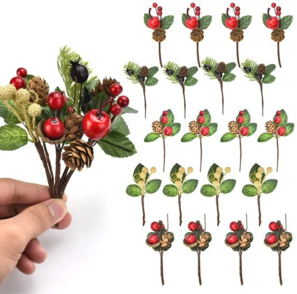 P-87213233331710-20260406092948.webp Unyqoos® Set van 20 decoratieve kersttakken met bessen en dennenappels voor feestelijke sfeer