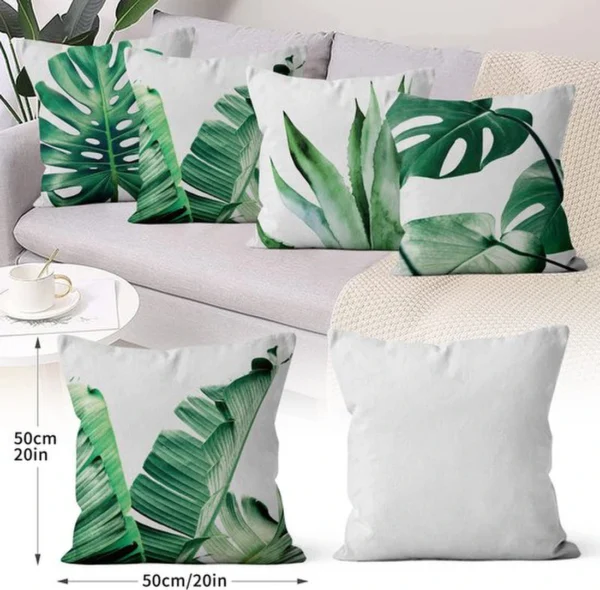 Unyqoos® Set van 4 decoratieve kussenslopen met tropische plantenprint voor binnen en buiten