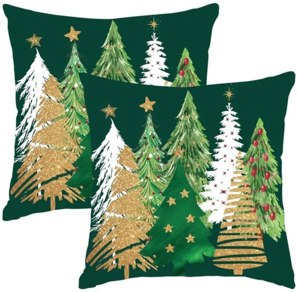 P-87213233381380-20260406112558.webp Unyqoos® Set van 4 decoratieve kerstkussenhoezen met boerderijthema en groene accenten