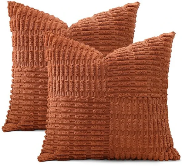 P-87213233391040-20260406110915.webp Unyqoos® Set van Twee Zachte Corduroy Kussenslopen met Elegant Gestreept Design