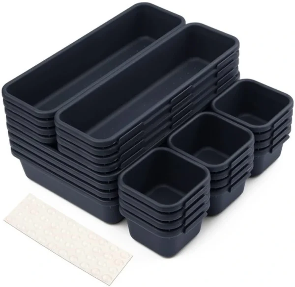 Unyqoos® Veelzijdige Lade Organizer Set van 24 Stuks met Anti-Slip Siliconen Ballen voor Keuken en Bureau