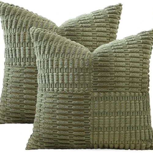Unyqoos® Set van twee decoratieve corduroy kussenslopen met verborgen ritssluiting