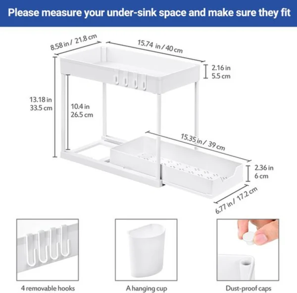 Unyqoos® Multifunctioneel Keuken- en Badkamerrek met Uittrekbare Lade voor Optimale Opslag