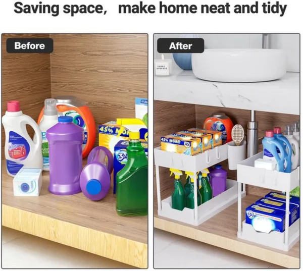 Unyqoos® Multifunctioneel Keuken- en Badkamerrek met Uittrekbare Lade voor Optimale Opslag
