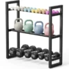 Unyqoos® Ruimtebesparende halterstandaard met verstelbare planken voor thuisgym
