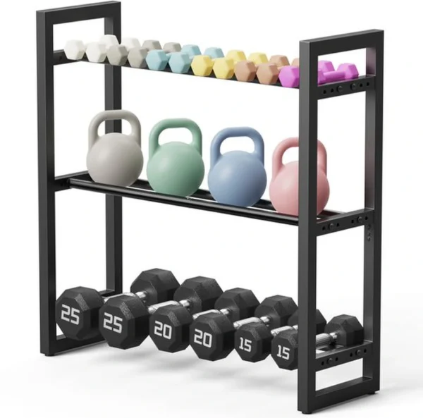 Unyqoos® Ruimtebesparende halterstandaard met verstelbare planken voor thuisgym