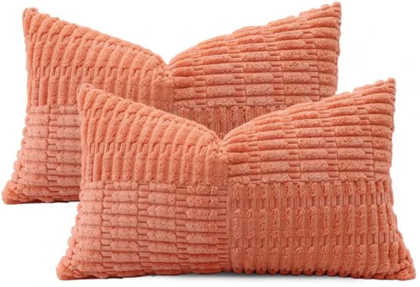 Unyqoos® Set van 2 decoratieve corduroy kussenslopen met gestreept patroon voor interieurdecoratie