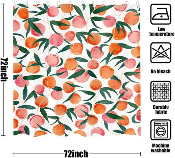 Unyqoos® Decoratieve douchegordijnset met fruitmotief en haken in roze tint