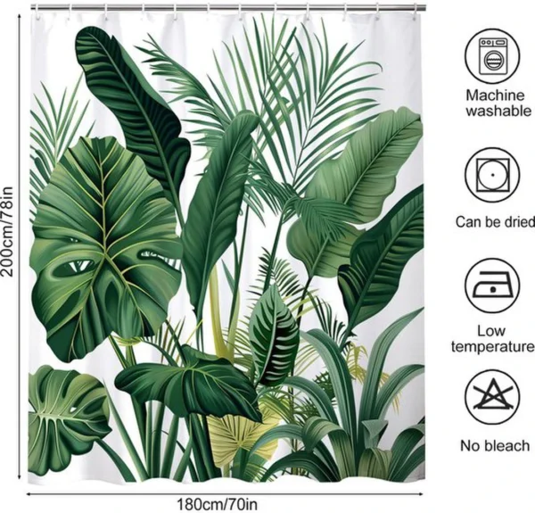 P-87213233456002-20260403112957.webp Unyqoos® Bladeren Douchegordijn van Polyester met Haken voor Badkamer of Caravan