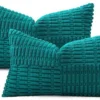 Unyqoos® Set van 2 stijlvolle corduroy kussenhoezen met boho patchwork design in strepenpatroon