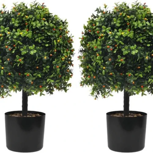 Unyqoos® Levensechte kunstbuxusballen met decoratief rood fruit voor binnen en buiten
