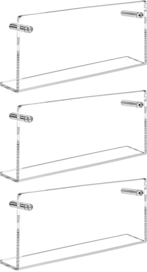 P-87213233463930-20260406081240.webp Unyqoos® Transparante acryl wandrekken set van 3 voor boeken en tijdschriften