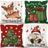 P-87213233495850-20260406111252.webp Unyqoos® Set van vier feestelijke kussenhoezen met kerstmotieven voor huisdecoratie