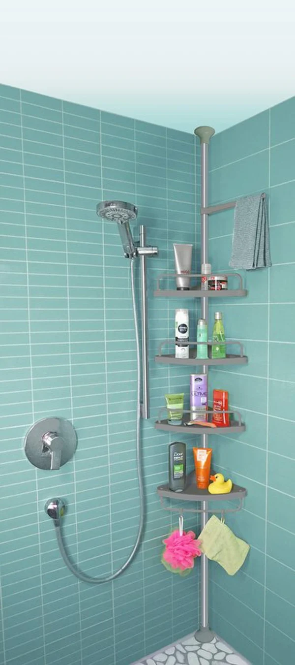 P-87213233496771-20260405173608.webp Unyqoos® Verstelbaar hoekrek voor badkamer met vier planken en haken
