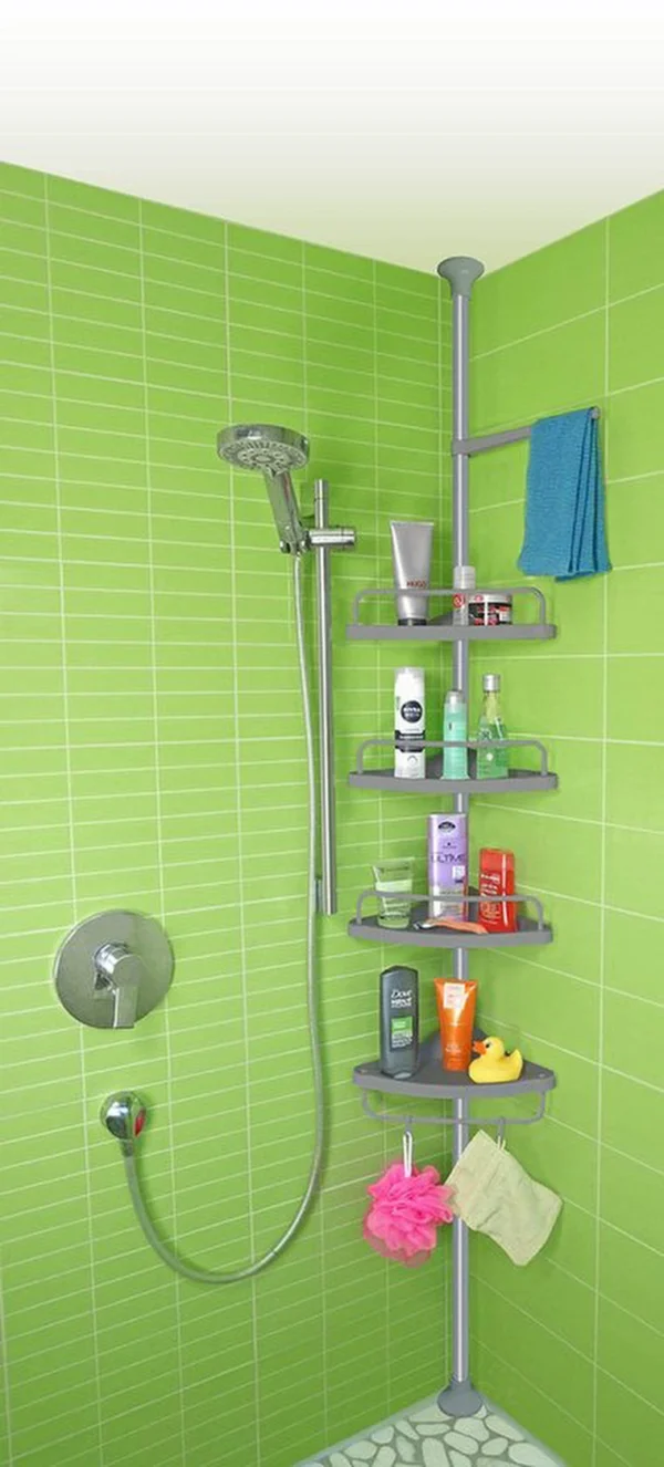 P-87213233496774-20260405173617.webp Unyqoos® Verstelbaar hoekrek voor badkamer met vier planken en haken