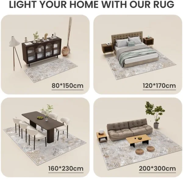 P-87213233519221-20260405135231.webp Unyqoos® Zacht en Wasbaar Geometrisch Vloerkleed voor Woonkamer en Kantoor