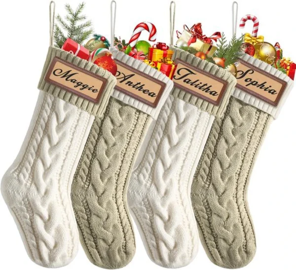 P-87213233526530-20260406093132.webp Unyqoos® Set van vier grote gebreide kerstkousen voor een sfeervolle decoratie