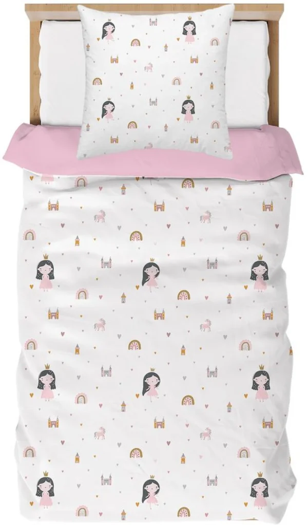 Unyqoos® Betoverende Kinderbeddengoed Set met Eenhoorns en Regenbogen voor Meisjes, 135 x 200 cm