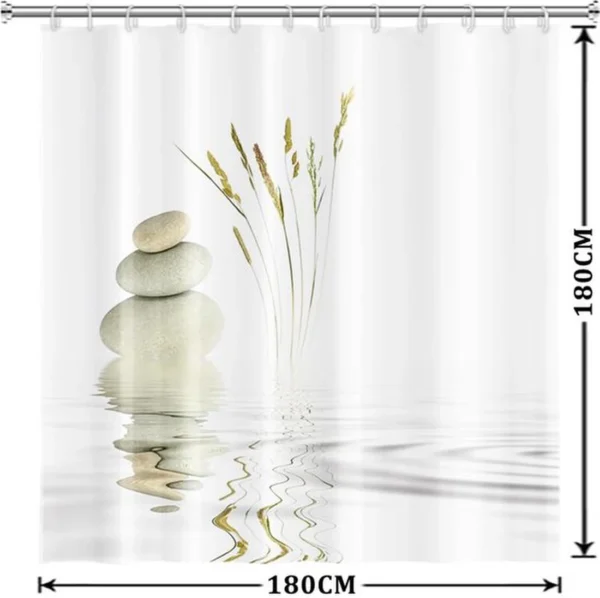 Unyqoos® Grijs Spa Douchegordijn Met Kiezelstenen Motief En Waterdichte Polyester Stof