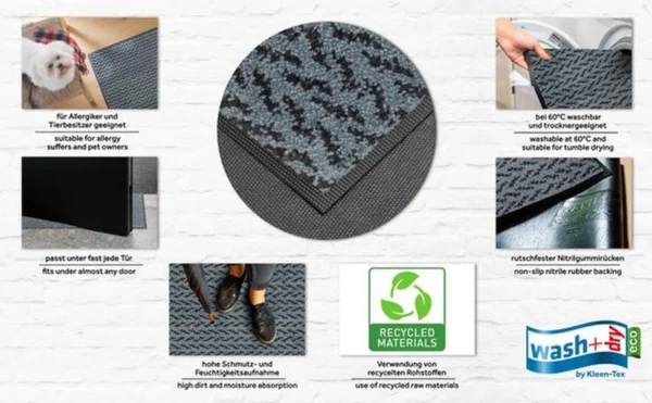 P-87213233561322-20260406091707.webp Unyqoos® Wasbare en antislip deurmat voor binnen en buiten gebruik in antraciet, zwart, 35*75 cm