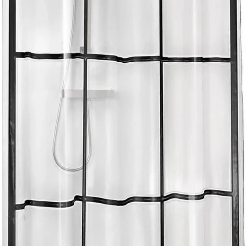 P-87213233565830-20260403113109.webp Unyqoos® Modern en Stijlvol Transparant Douchegordijn met Industriële Zwarte Accenten voor Badkamers