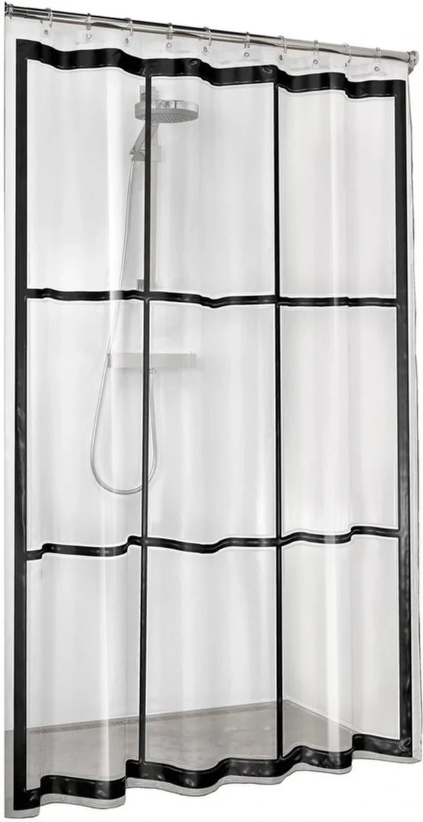 Unyqoos® Modern en Stijlvol Transparant Douchegordijn met Industriële Zwarte Accenten voor Badkamers