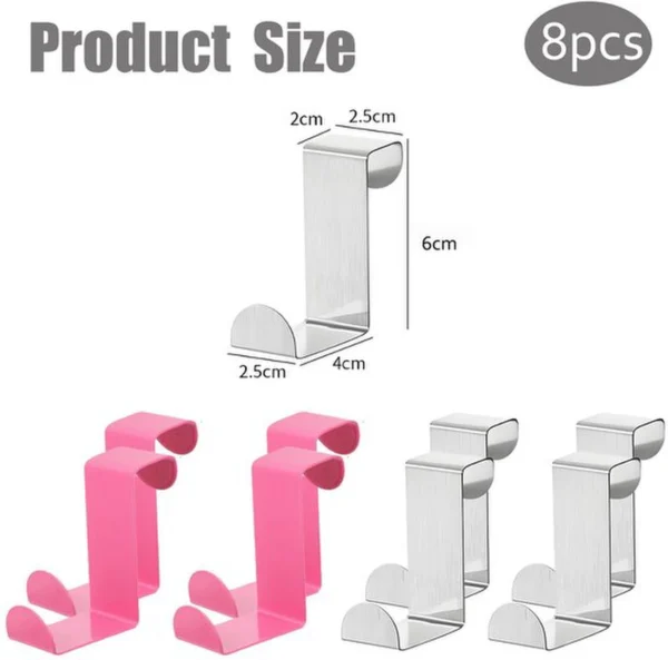 P-87213233573443-20260406120130.webp Unyqoos® Set van 8 veelzijdige roestvrijstalen deurhaken voor extra opbergruimte