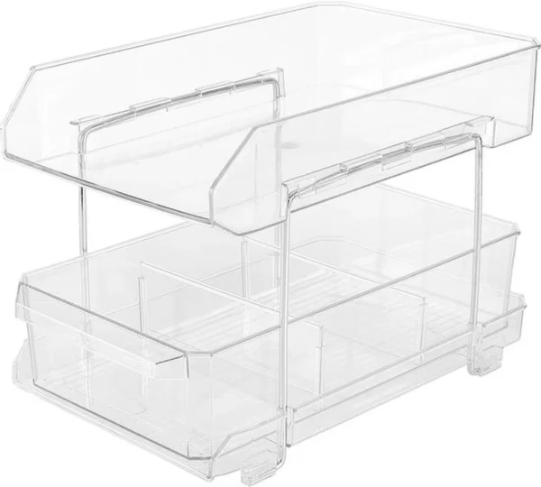 P-87213233577260-20260406095459.webp Unyqoos® Transparante acryl organizer met twee niveaus voor keuken en badkamer