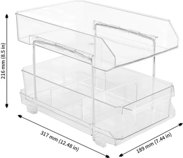 P-87213233577262-20260406095510.webp Unyqoos® Transparante acryl organizer met twee niveaus voor keuken en badkamer