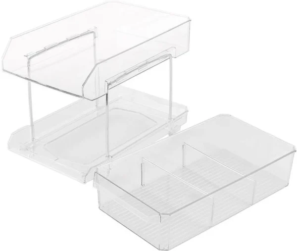 P-87213233577263-20260406095517.webp Unyqoos® Transparante acryl organizer met twee niveaus voor keuken en badkamer