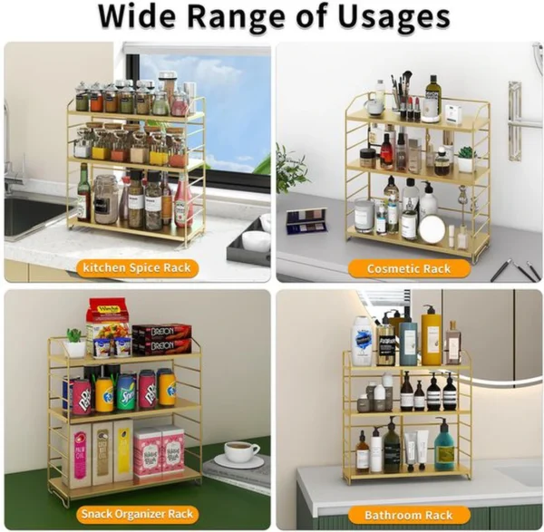 Unyqoos® Flexibel en Ruim 3-Laags Opbergrek voor Keuken, Badkamer en Slaapkamer
