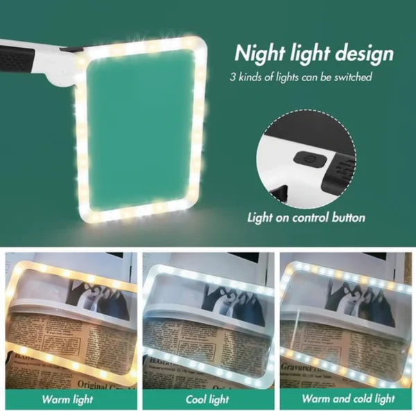 Unyqoos® Opvouwbare leesloep met LED-verlichting en drie modi voor senioren