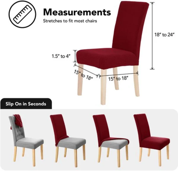Unyqoos® Set van 6 elastische stoelhoezen voor eetkamerstoelen in bordeaux