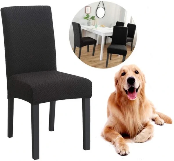 P-87213233635980-20260405184124.webp Unyqoos® Set van 4 Stretchbare Stoelhoezen voor Eetkamerstoelen in Zwart Fluweel